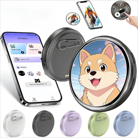 Smart Wearable Digital Badge Kit, 1.7" IPS Touchscreen Video Display, Programmable Pixel Pin with App Control & Lanyard