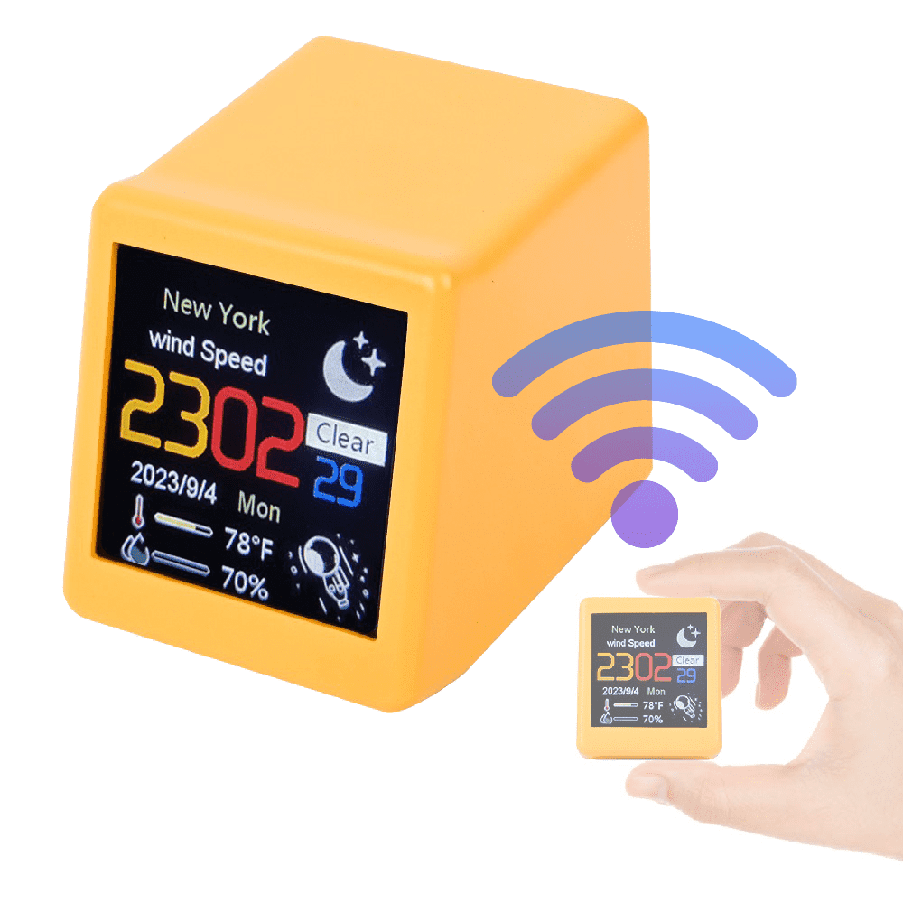 Smart Weather Station Compact WiFi Weather Clock with LCD Screen Type-C ...