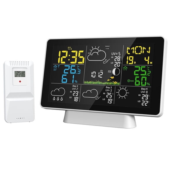 Smart Weather Station: Indoor Outdoor Temp Humidity Barometer & 4-Day Forecast!