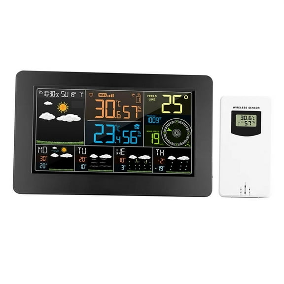 Smart Weather Station Indoor Outdoor Temperature Humidity Barometric Wind Speed Display APP Control Multifunctional Clock