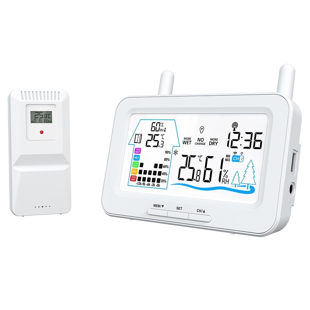 Smart Weather Station Indoor Outdoor Temperature Humidity Monitor with ...