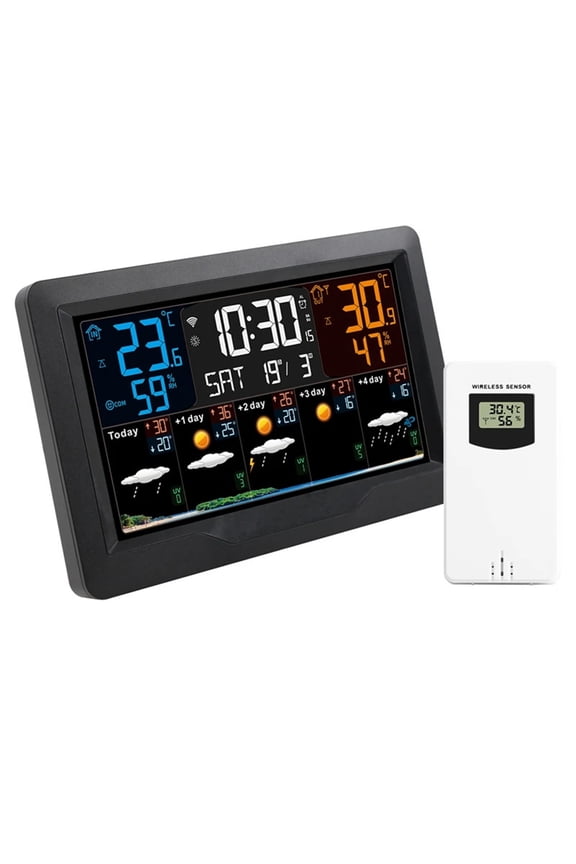 Smart Weather Station Outdoor Indoor Sensor Thermometer Hygrometer Digital Snooze Alarm Clock Barometer Forecast ,High Precision