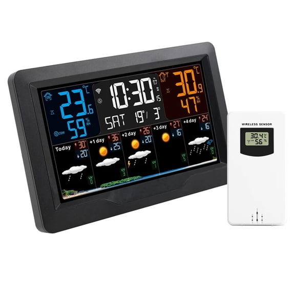 Smart Weather Station Outdoor Indoor Sensor Thermometer Hygrometer Digital Snooze Alarm Clock Barometer Forecast
