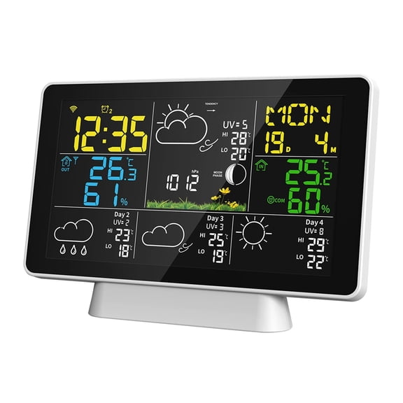 Smart Weather Station Temperature and Humidity Meter Time Calibration Moon Phase Atmospheric Pressure Weather Clock