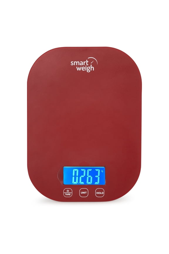 Red Digital Kitchen Scale for Cooking, Weight Loss, Calorie Tracking, Baking, Food Portion Control, and Meal Prep - Accurate Measurements in Grams and Ounces