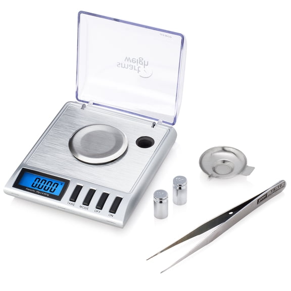 Smart Weigh GEM20-20g x 0.001 grams, High Precision Digital Milligram Jewelry And Vitamin Reloading, Jewelry and Gems Scale, Calibration Weights and Tweezers Included