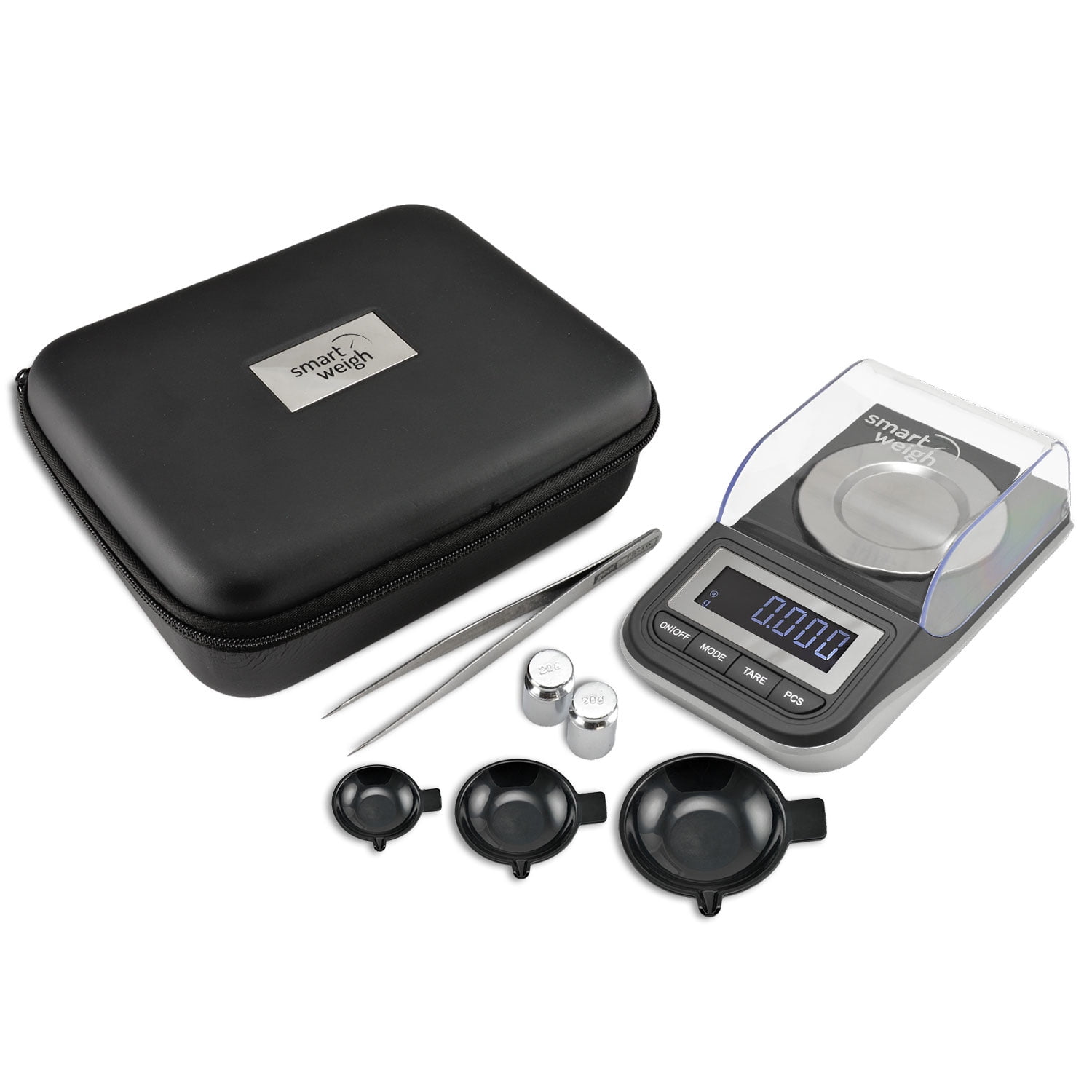 Smart Weigh 50g x 0.001 Grams, Premium High Precision Digital Milligram  Scale, Includes Tweezers, Calibration Weights,Three Weighing Pans and Case