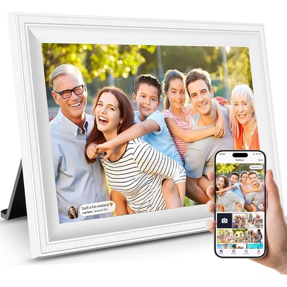 Smart White Digital Picture Frame WiFi Send Photos from Your Phone