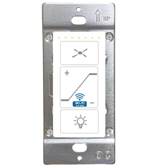 Smart Wi-Fi Ceiling Fan Control & Dimmer Wall Switch, 2.4Ghz Single Pole and Light Switch Combo, Compatible with Alexa Google Home, Life APP, Neutral Wire Needed