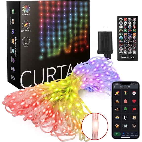 Smart Curtain Lights - APP Control Works with Alexa Google Home, 540 LEDs Color Changing Lights Outdoor Indoor for Bedroom Window 4th of July Decor 5ft x 6.9ft