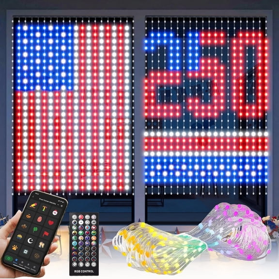 Smart Curtain Lights - APP Control Works with Alexa Google Home, 540 LEDs Color Changing Lights Outdoor Indoor for Bedroom Window 4th of July Decor 5ft x 6.9ft