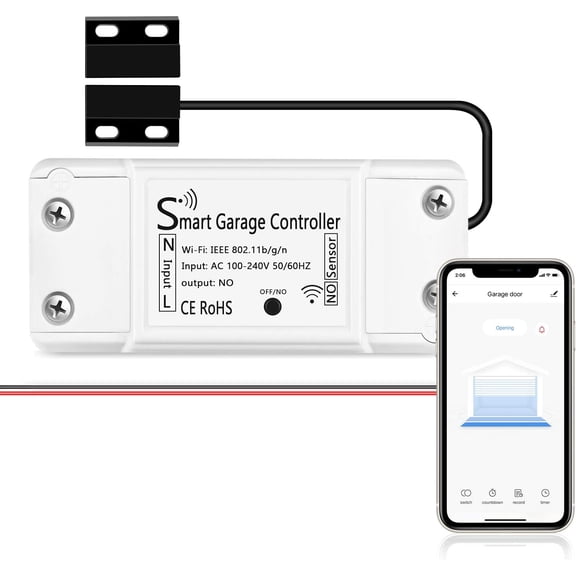 Smart Wi-Fi Garage Door Opener Remote, APP Control, Compatible with Alexa, Google Assistant, No Hub Needed Smartphone Control