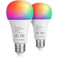 thumbnail image 1 of Smart Wi-Fi LED Light Bulb A21 9.5W (60W Equiv.) Multicolor and Whites Dimmable Works with Apple HomeKit (iOS 13+) Alexa Google Assistant No Hub Required 2.4GHz SmartGlow (2 Pack), 1 of 6