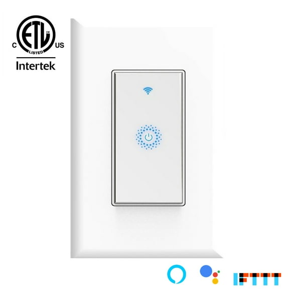 Smart Wi-Fi Light Switch, Single Pole Switch,Wireless Smartphone Remote Control Wall Light Switch,Compatible with Alexa Google Home IFTTT Android IOS from Anywhere Timing Function No Hub Required