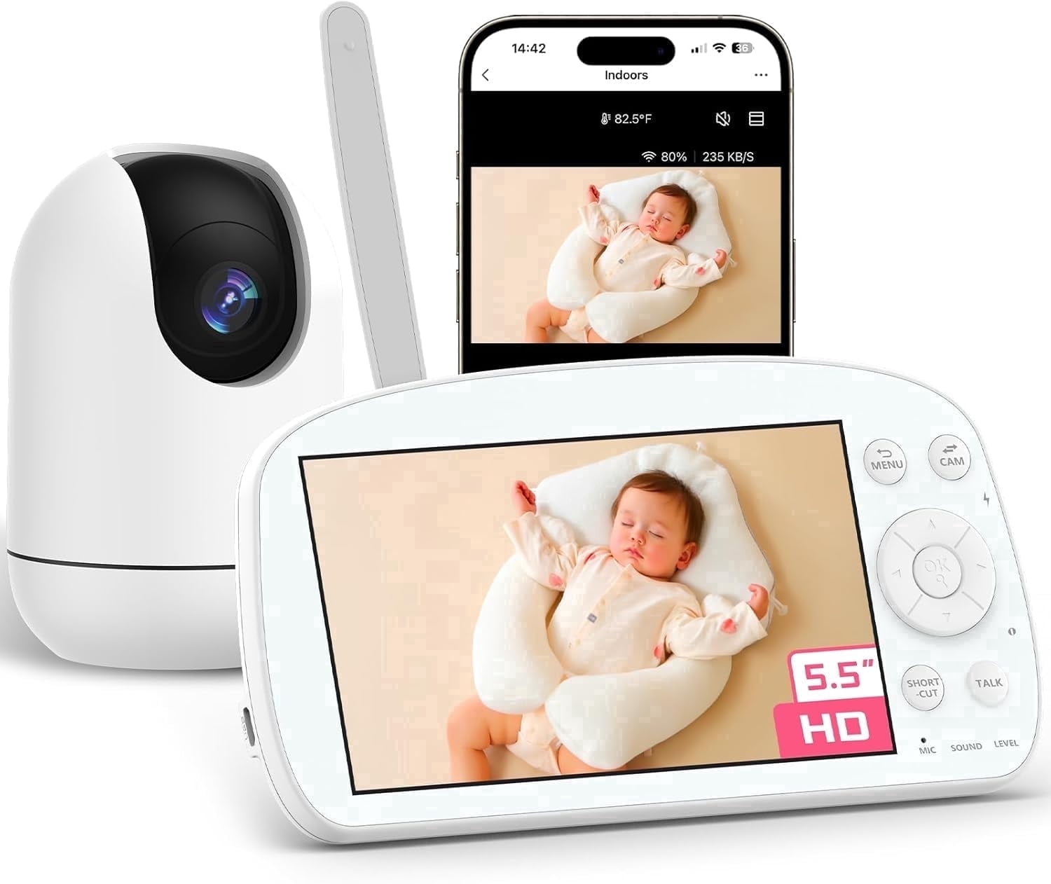 BOYOU 5.5" 1080P Smart WiFi Baby Monitor with Pan-Tilt Camera