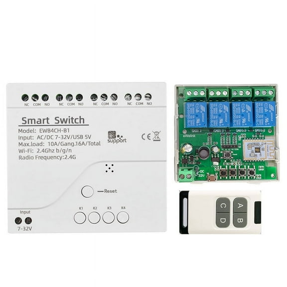 Smart WiFi Bluetooth Switch Relay Module+Remote 732V on Controller 4CH 2.4G WiFi Remote for