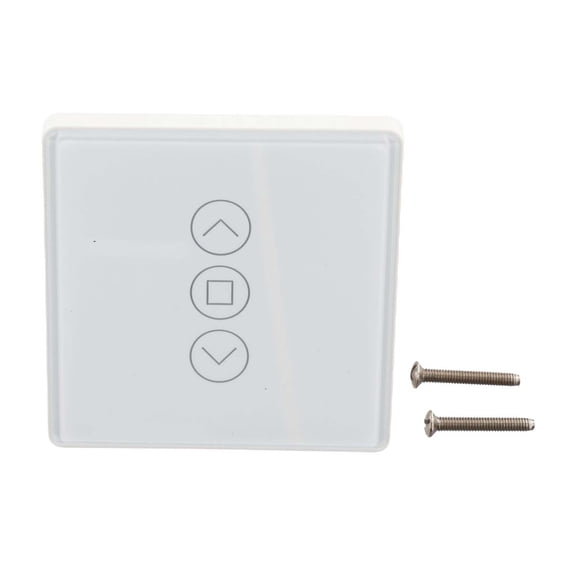Smart WiFi Curtain Switch with RF433 Remote, for TUYA Compatible Touch Glass Panel for Alexa Google Home, 2.5D Tempered Glass Wall Switch for Electric Blinds and Drapes, 90-240V AC(WHITE)