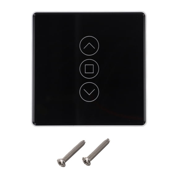 Smart WiFi Curtain Switch with RF433 Remote, for TUYA Compatible Touch Glass Panel for Alexa Google Home, 2.5D Tempered Glass Wall Switch for Electric Blinds and Drapes, 90-240V AC(BLACK)