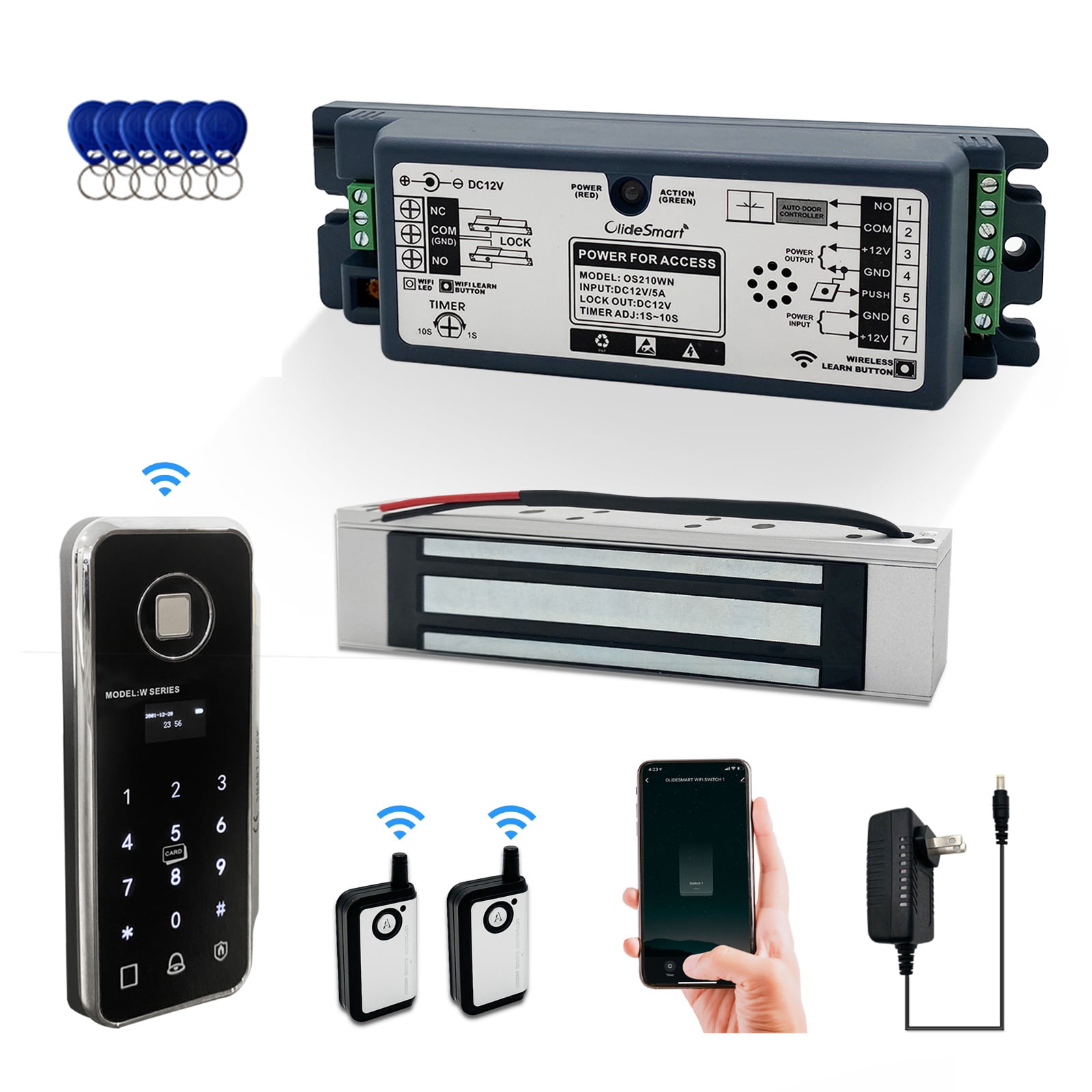 Smart WiFi Door Access Control Systems Kit with 400lb Electic Magnetic ...