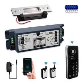 Smart WiFi Door Access Control Systems Kit with 880lb Fail Safe Fail Secure Electic Strike,Remote and Smartphone APP Control, paired with Wireless Fingerprint Access Kaypad