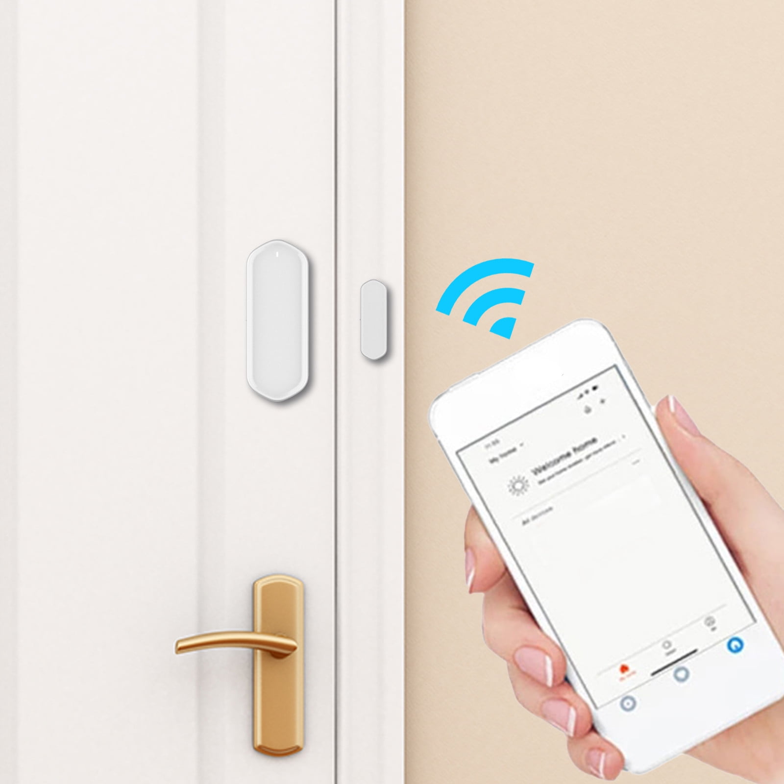 Smart WiFi Door Alarm with Voice Assistant & App Control, 2