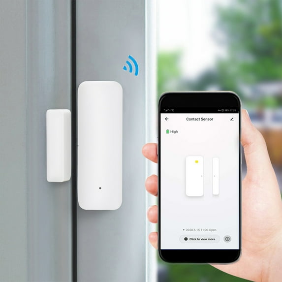 Smart WiFi Door Sensor - 2.76x0.98in Wireless Window Alarm with Real-Time Alerts, Works with Smart Life App for Home Security, Garage Shop Monitoring
