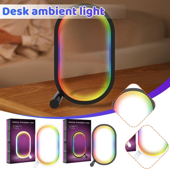 Smart WiFi LED Desk Lamp, RGB Color Changing Gaming Light with App Control, Creative Ambient Desktop Lamp for Gaming Setup, Bedroom Night Light, Black