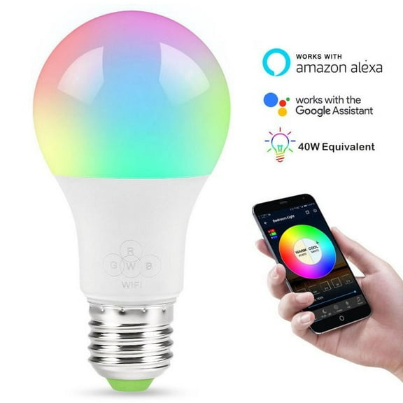 Smart WiFi LED Light Bulb, Multi-color, Dimmable, APP Remote Control Home Night lamp, Compatible with Amazon Alexa & Google Assistant