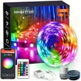 thumbnail image 1 of Smart WiFi Led Lights, Tuya App Controlled, Work with Alexa and Google Assistant, Timer Schedule, RGB Strip Color Changing Décor for Bedroom Party Kitchen, 50ft, 1 of 10