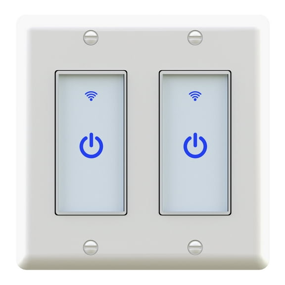 Smart WiFi Light Switch - 2Gang Touch Wall Switch, Single Pole,Need Neutral Wire, Compatible with Alexa Google Assistant