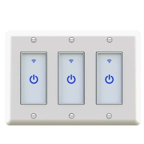 Smart WiFi Light Switch - 3 Gang Touch Wall Switch, Single Pole,Need Neutral Wire, Compatible with Alexa Google Assistant