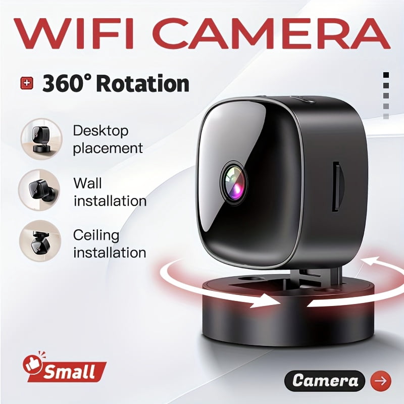 Dual Security Camera Smart WiFi Mini Security Camera, Portable Surveillance Cam with Night ...