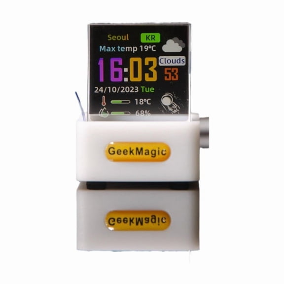 Smart WiFi Mini Weather Station Clock, Desktop Digital Clock with Color LCD Display for Real-Time Weather Forecast, Temperature & Humidity, Modern Tech Gadget for Home & Office