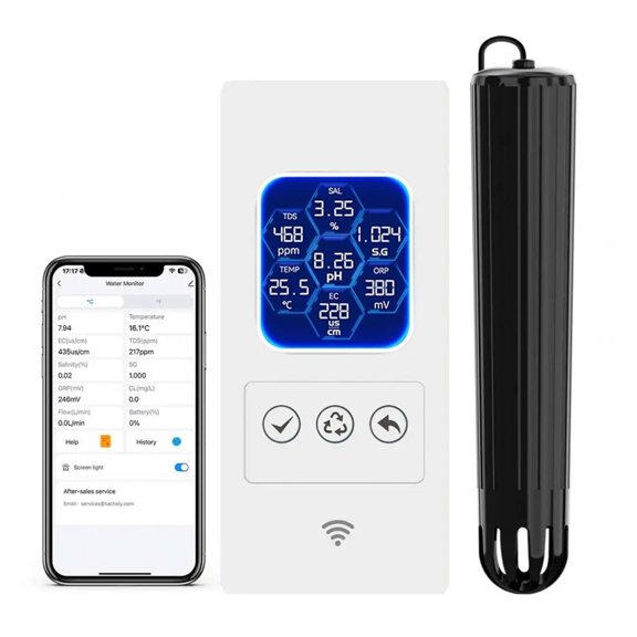 Smart WiFi PH TDS Water Quality Monitor, Digital Aquarium Water Temperature Detector ,Easy to Use