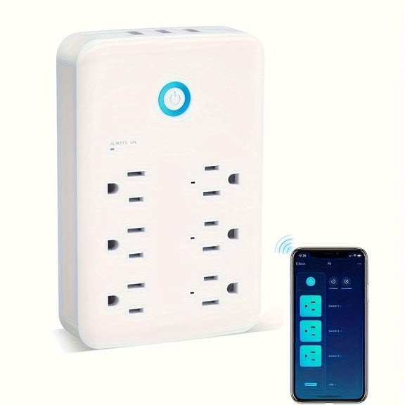 Smart WiFi Power Strip with 3 Outlets & 3 USB Ports, Surge Protector, Works with Alexa & Google Home, Remote Control via App, 15A/1800W
