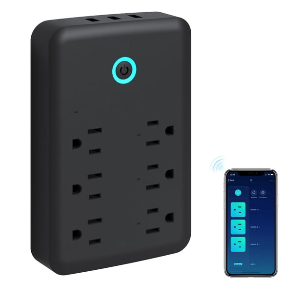 Smart WiFi Power Strip with 3 Outlets & 3 USB Ports, Surge Protector, Works with Alexa & Google Home, Remote Control via App, 15A/1800W
