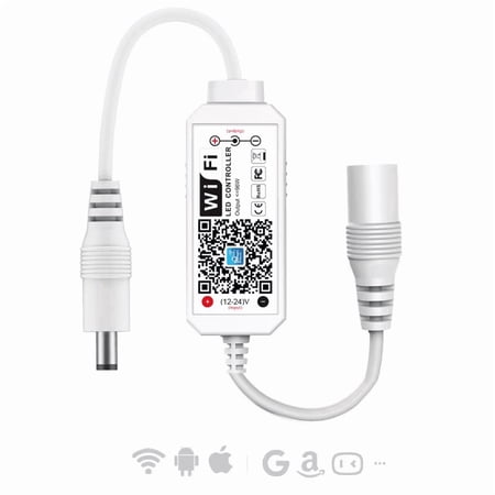 Smart WiFi Single-Color LED Controller – Compatible with Alexa & Google Assistant, 12-24V DC, 96W Max, Remote & Voice Control via Magic Home App