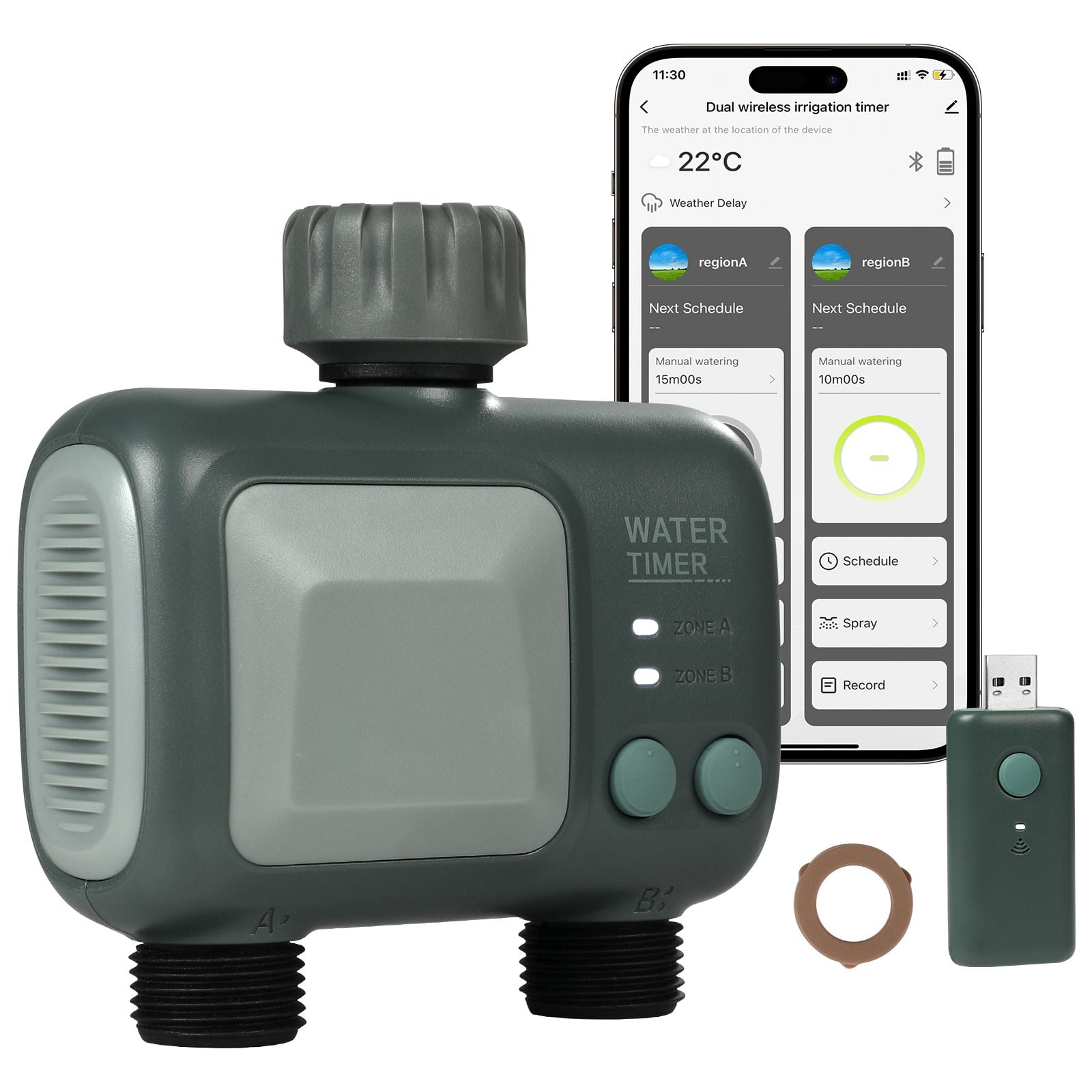 Smart WiFi Sprinkler Timer 2.4GHz Bluetooth App Control, Automatic Watering Schedule Programmable, Irrigation Timer for Garden Lawn Yard Plants