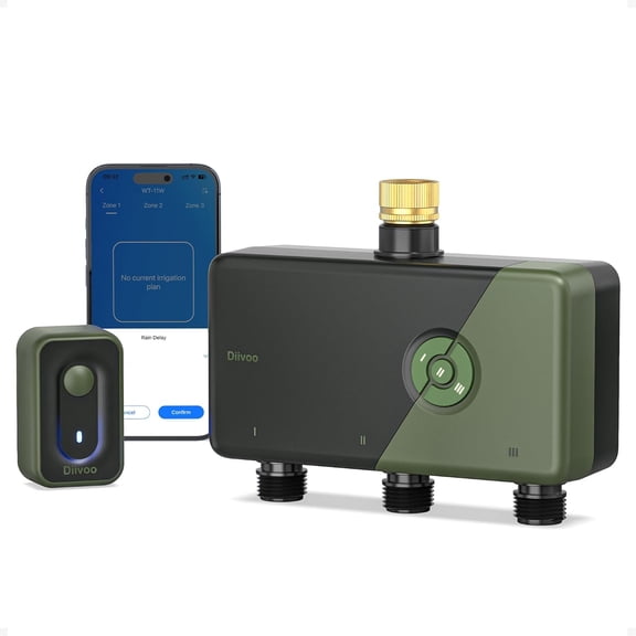 Smart WiFi Sprinkler Timer for Garden, 3 Zone Brass Inlet Hose Timer Compatible with Alexa & Google Assistant, 18 Custom Schedules, Rain Delay & Mist Mode for Lawn/Plants (2.4GHz Only)