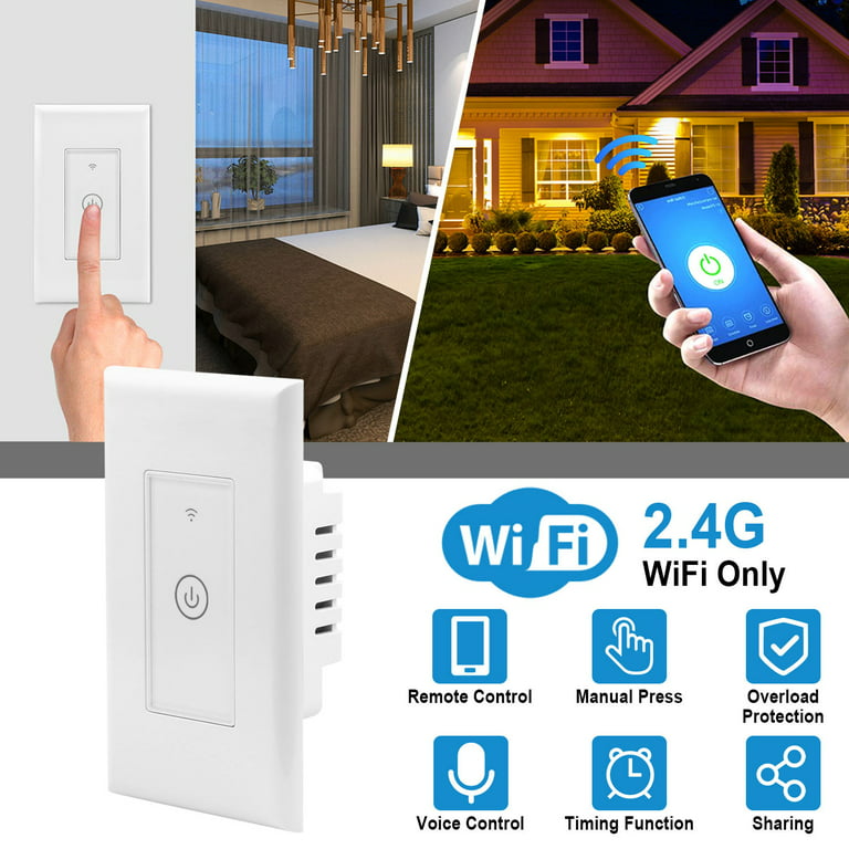 Smart WiFi Switch In-Wall Light Switch APP Remote Control Touch
