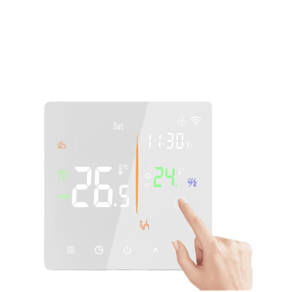 Smart WiFi Thermostat For Electric Floor Heating & Hydronic Boilers, 16A/3A Touch Screen Temperature Controller With Weekly Programming, Remote App Control, Black/White(White 3A)