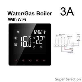 Smart WiFi Thermostat, Voice Control With Alexa & Google Home, Weekly Programmable Touchscreen Controller For Electric Floor Heating & Water/Gas Boilers, Works With Tuya App,WiFi WaterGas Boiler