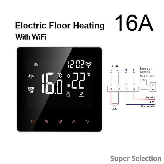 Smart WiFi Thermostat, Voice Control With Alexa & Google Home, Weekly Programmable Touchscreen Controller For Electric Floor Heating & Water/Gas Boilers, Works With Tuya App,WiFi ElectricHeating