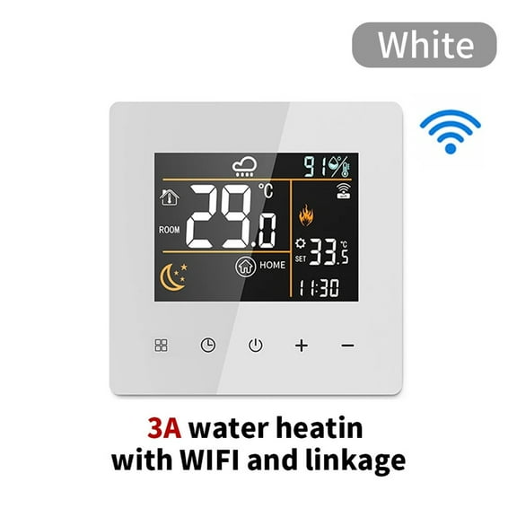 Smart WiFi Thermostat with Digital Hygrometer and Temperature Controller for Tuya Smart for Remote Heating and Anti -Freeze Function (White-3A)