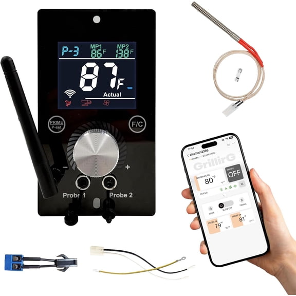 Smart WiFi Universal PID Upgrade Temperature Control Board with APP Smart Control for Grills & Smokers  Enhanced Digital Grill Controller Replacement with 1 Hot Rod