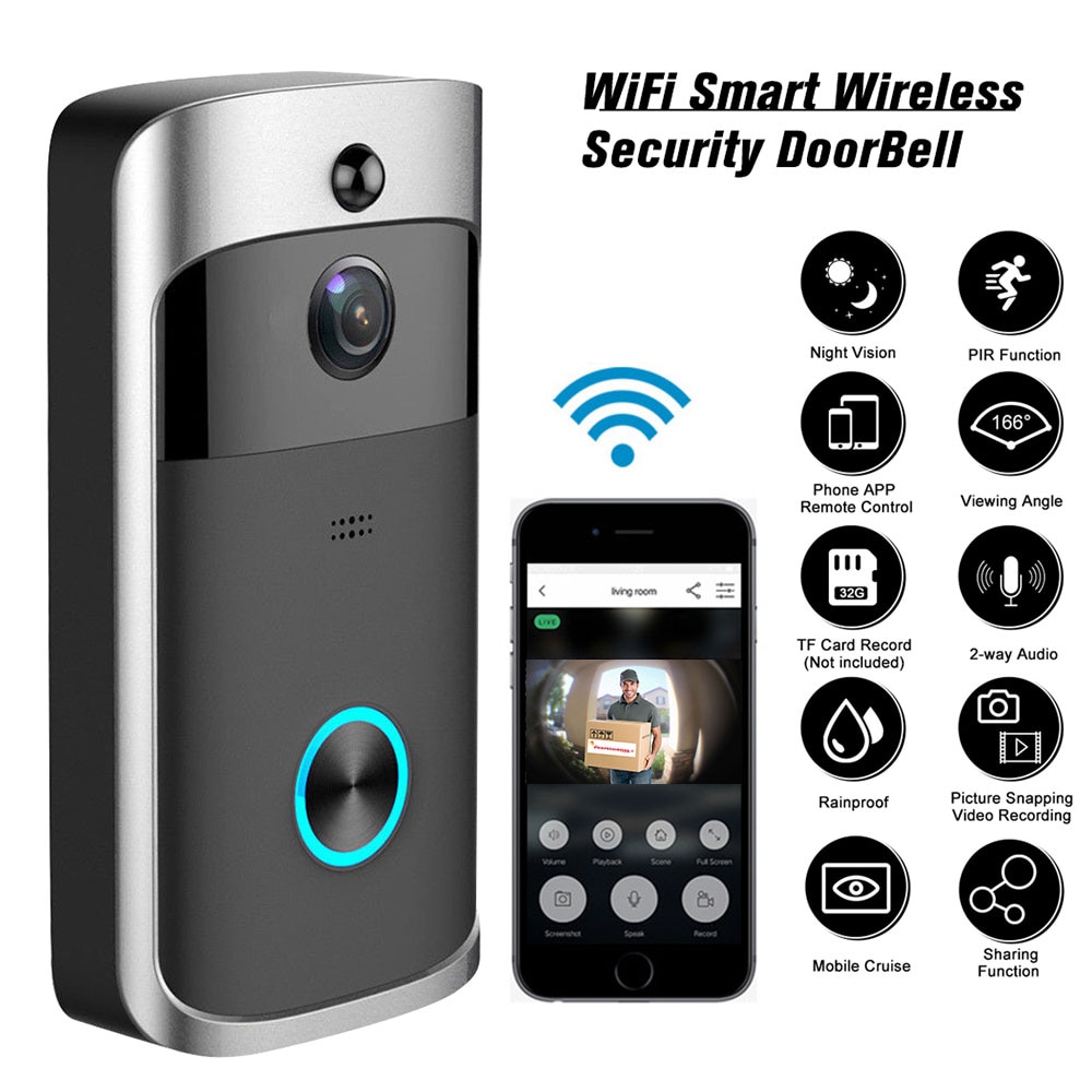 Smart WiFi Video Doorbell Camera Visual Motion Detection Night