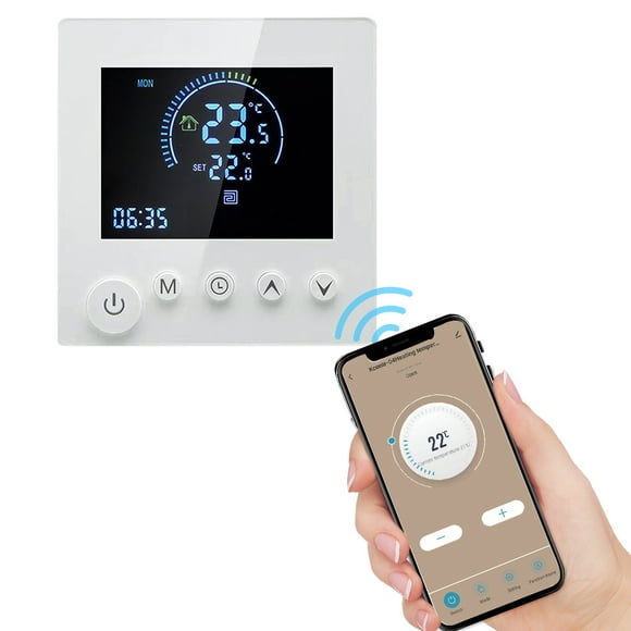 Smart WiFi Wall Thermostat with Remote Control and NTC Sensor, Programmable and LCD Display Button