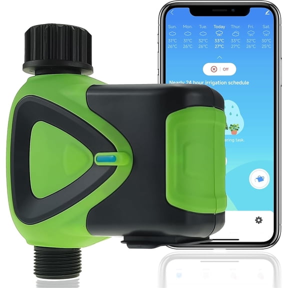 Smart WiFi Water TimerWiFi Sprinkler Valve Timer for Garden Hose APP & Remote Control Alexa & Google Voice Compatible, Rain Delay and Manual Mode for Yard Lawn Watering