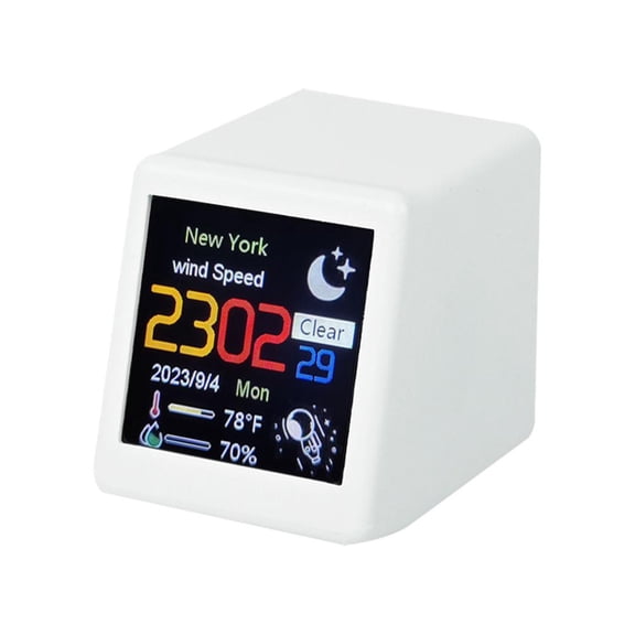 Smart WiFi Weather Clock 1.6 Desktop Digital Clock with Real-Time Weather (Temperature, Humidity, Wind Speed), NTP Auto Time Sync, Adjustable Brightness, Night Mode, for Desk Bedroom Office