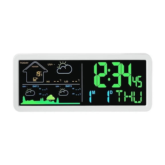 Smart WiFi Weather Forecast Wall Clock Temperature Humidity Monitor 3 Alarms App Control